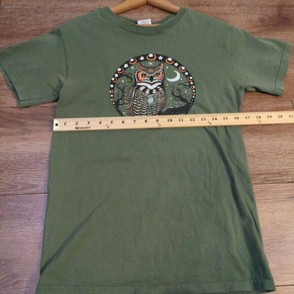 VTG Gildan Owl Nature Adult Small Shirt Boho Hippie Moon Tree Stars Witch Potter - Picture 4 of 8